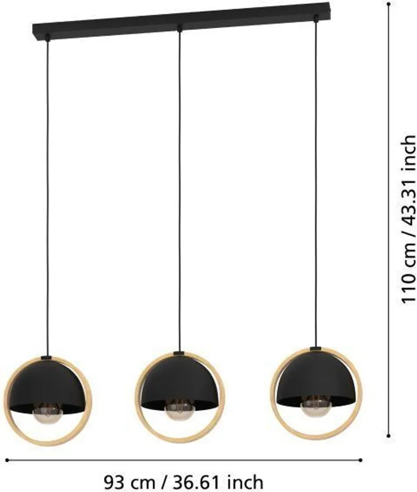 RIPPVALGUSTI EGLO CALLOW E27 3X40W MUST METALLIK