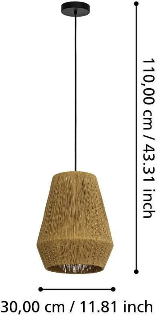 RIPPVALGUSTI EGLO ALDERNEY E27 1X40W MUST METALLIK/NATURAAL.