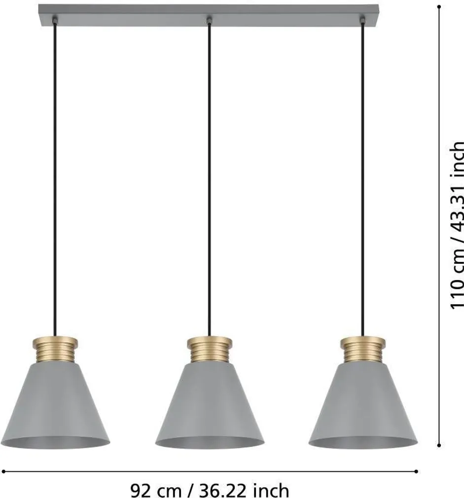 RIPPVALGUSTI EGLO TWICKEN E27 3X40W HALL/KULDNE