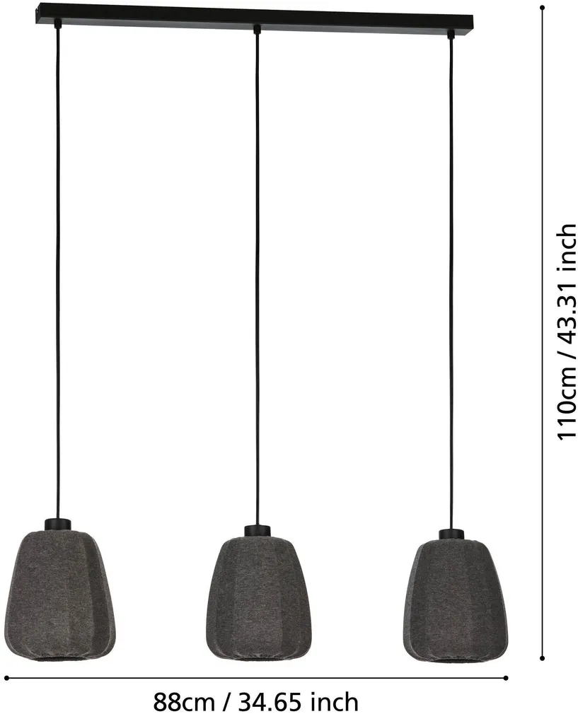 RIPPVALGUSTI EGLO BARLASTON E27 3X40W HALL/MUST