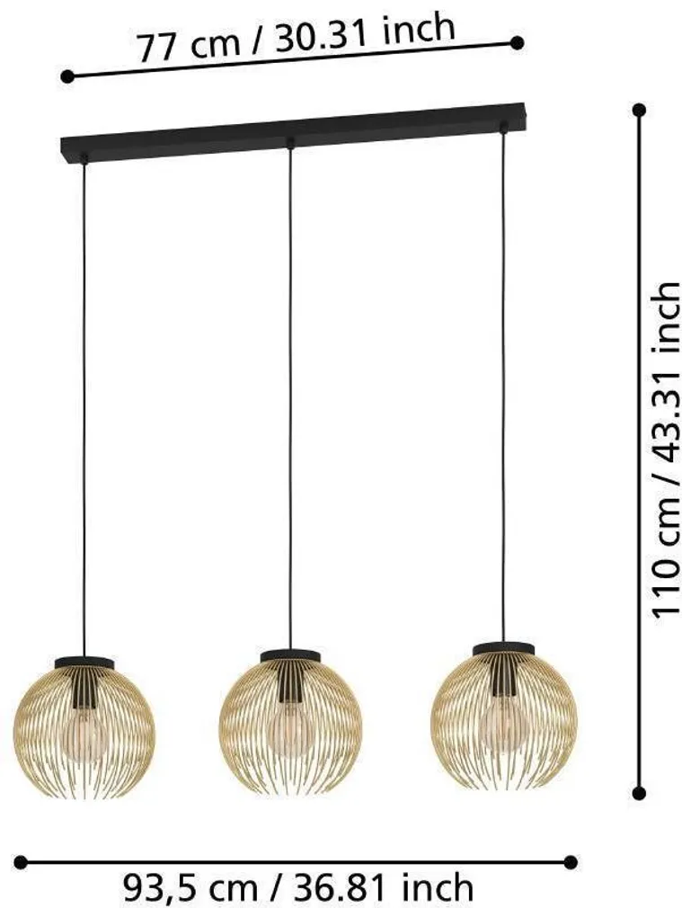 RIPPVALGUSTI EGLO VENEZUELA E27 3X40W MUST/KULDNE