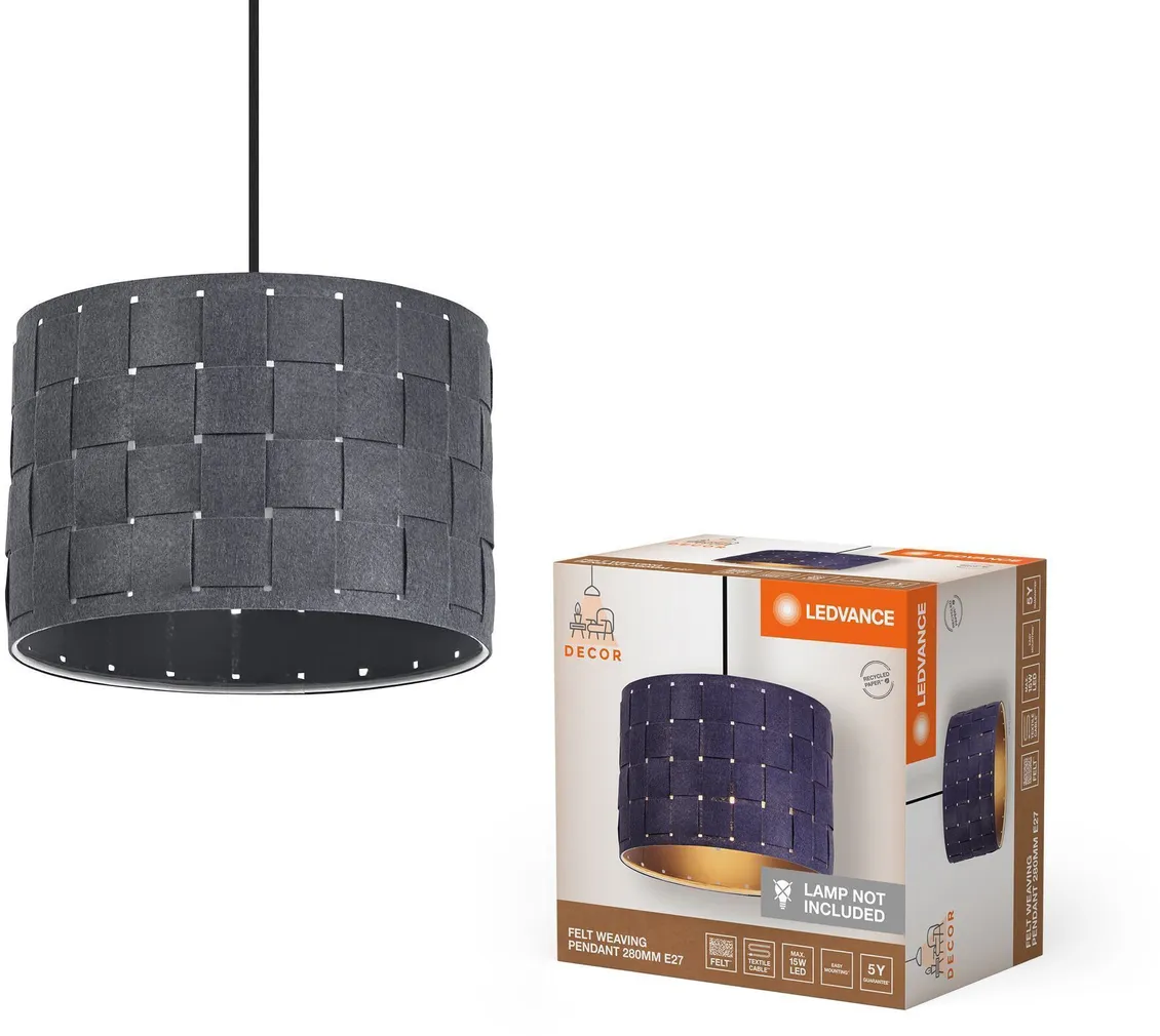 RIPPVALGUSTI LEDVANCE FELT WEAVING 280MM E27 TUMEHALL