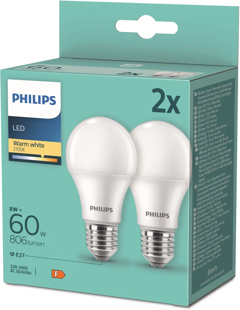 LED LAMP PHILIPS 60W A60 E27 2TK