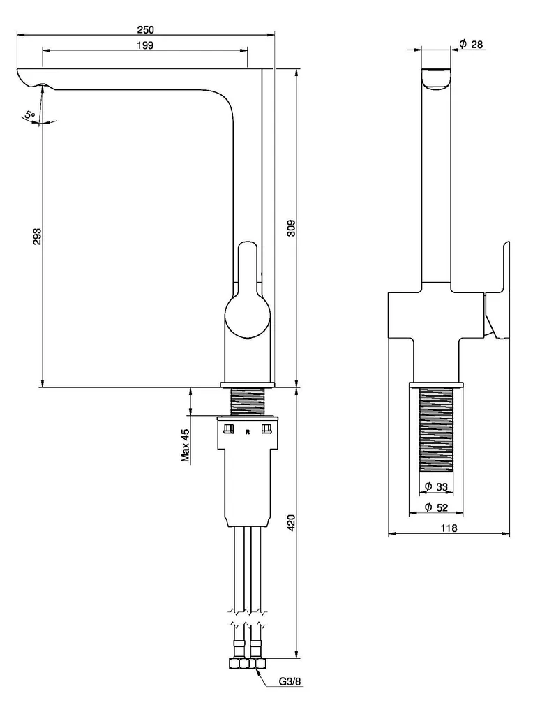 KÖÖGISEGISTI GUSTAVSBERG ESTETIC MATT MUST