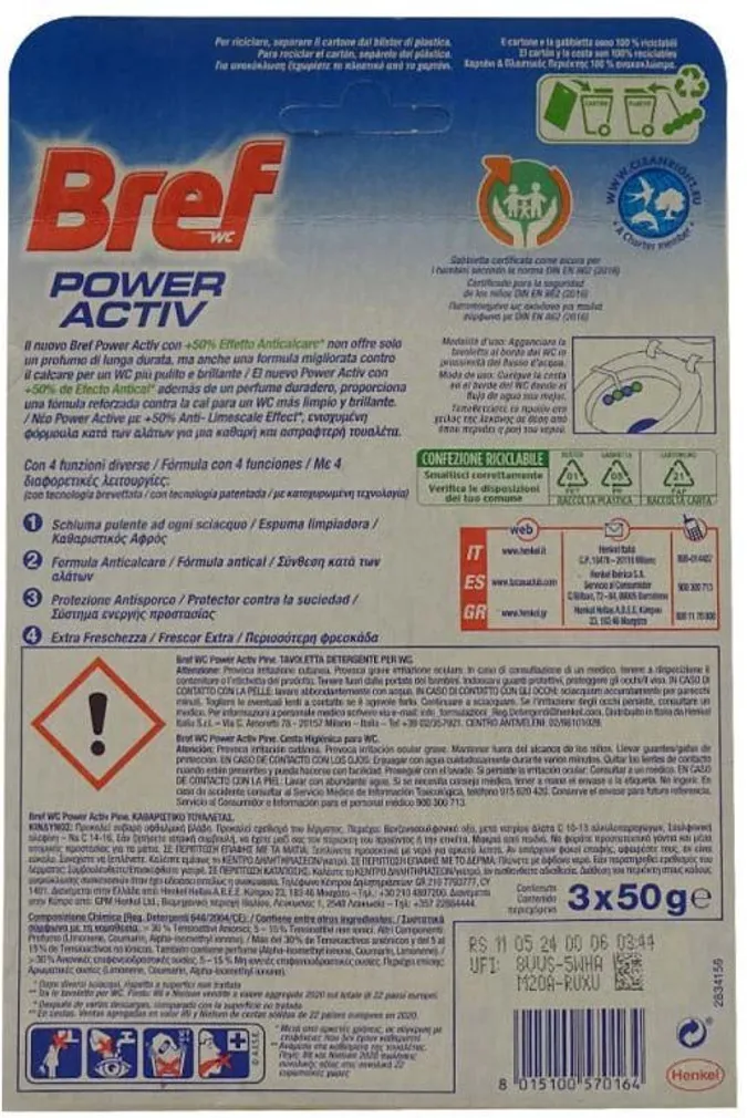 WC-VÄRSKENDAJA BREF POWER ACTIVE 3X50G MÄND