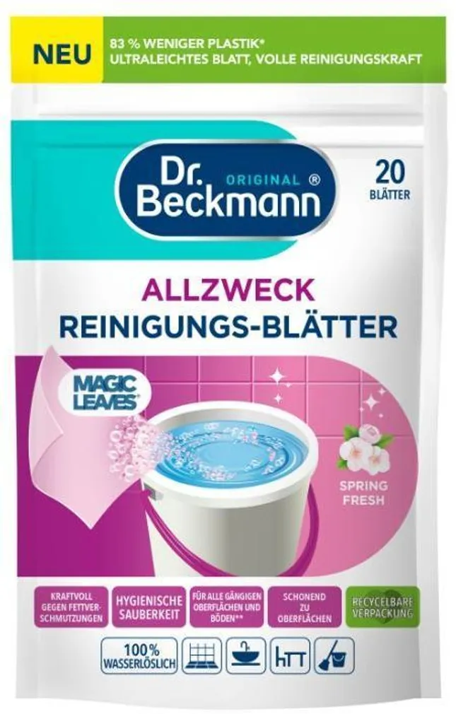 ÜLDPUHASTUSVAHENDI LEHED DR. BECKMANN MAGIC LEAVES SPRING FRESH 20TK