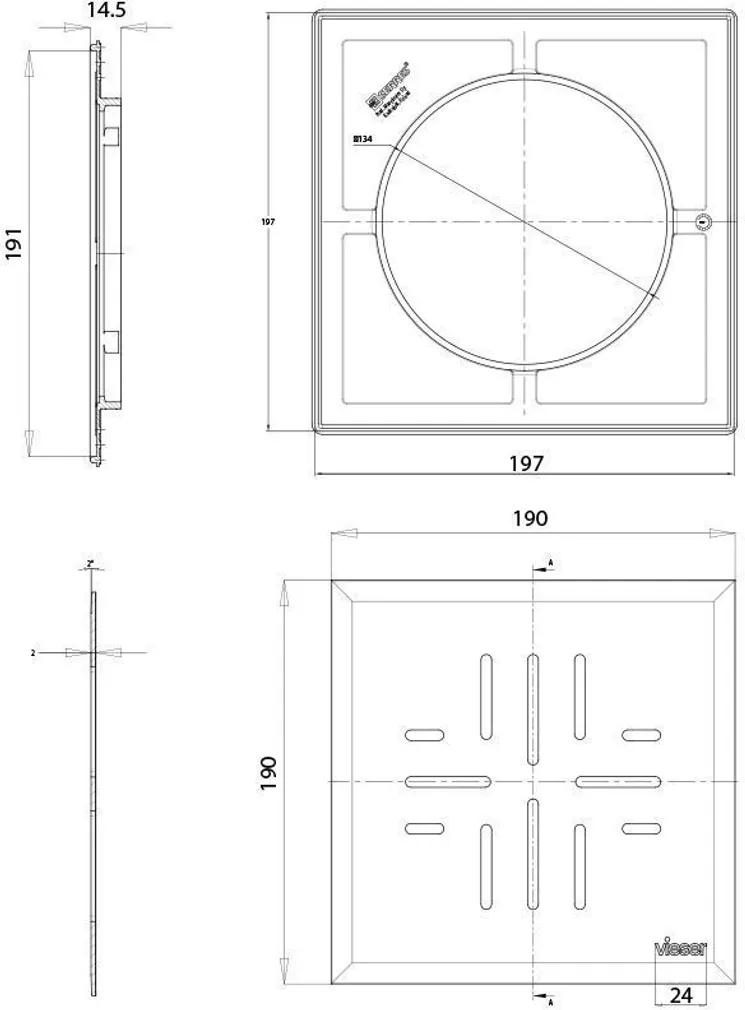 KAAS VIESER CLASSIC+ PLASTRAAMIGA 197X197