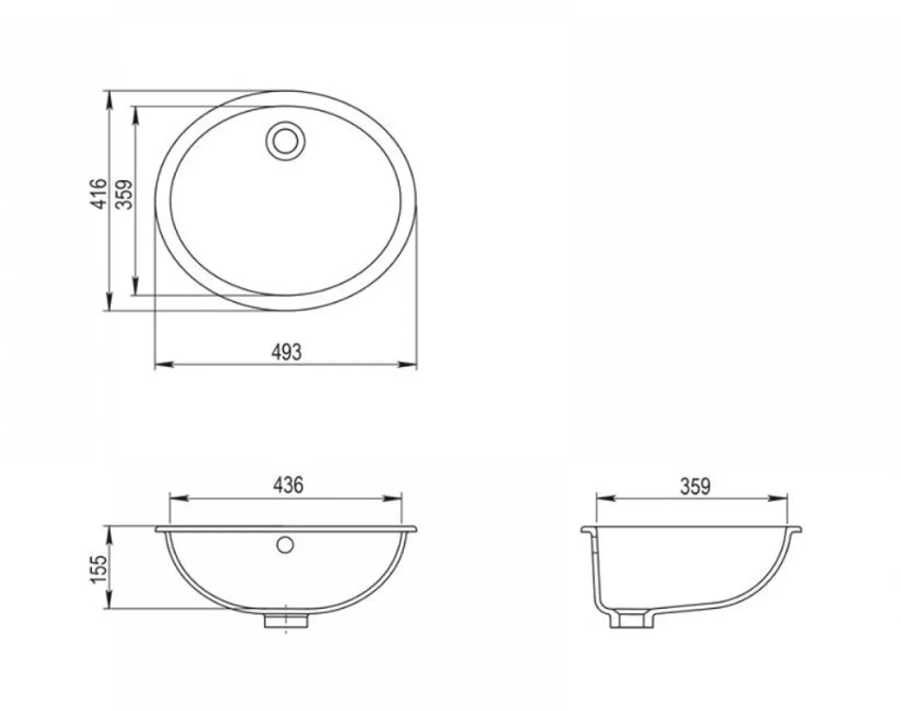 VANNITOAVALAMU TURTL 155MM 436X359MM GRANIIT HÕBE