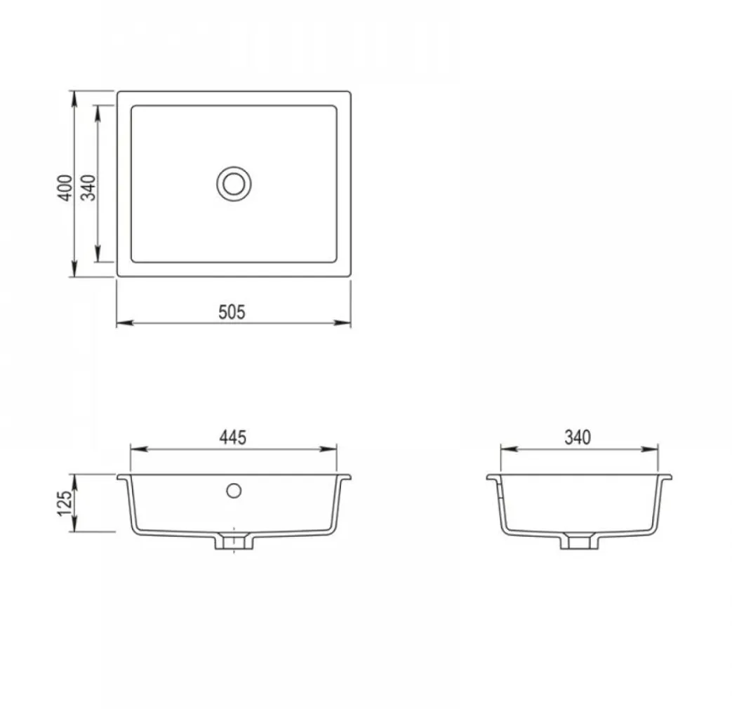 VANNITOAVALAMU TURTL 125MM 445X340MM GRANIIT HÕBE