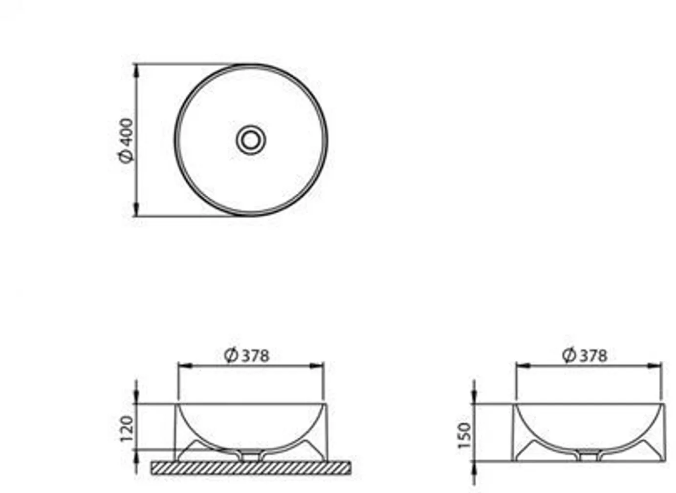 VANNITOAVALAMU TURTL 120MM 378X378MM GRANIIT HÕBE