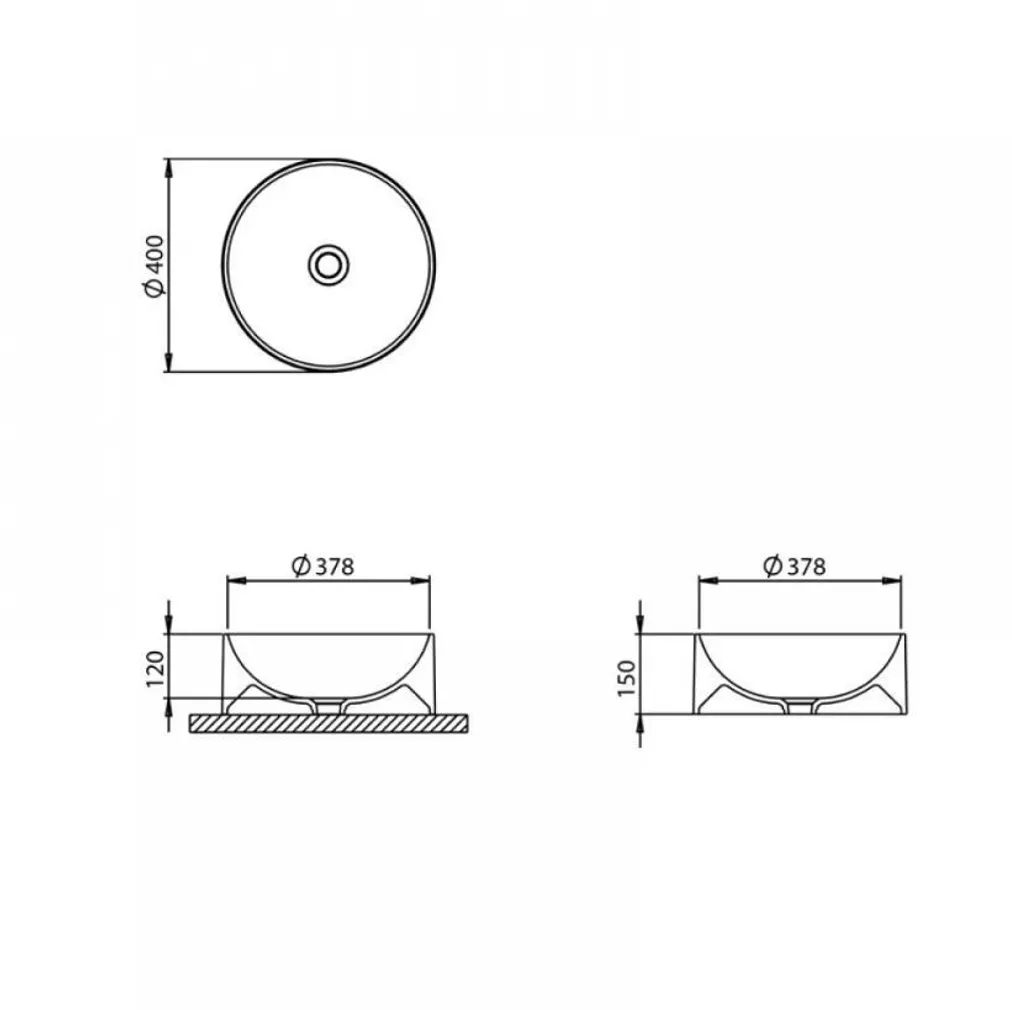 VANNITOAVALAMU TURTL 120MM 378X378MM MARMOR