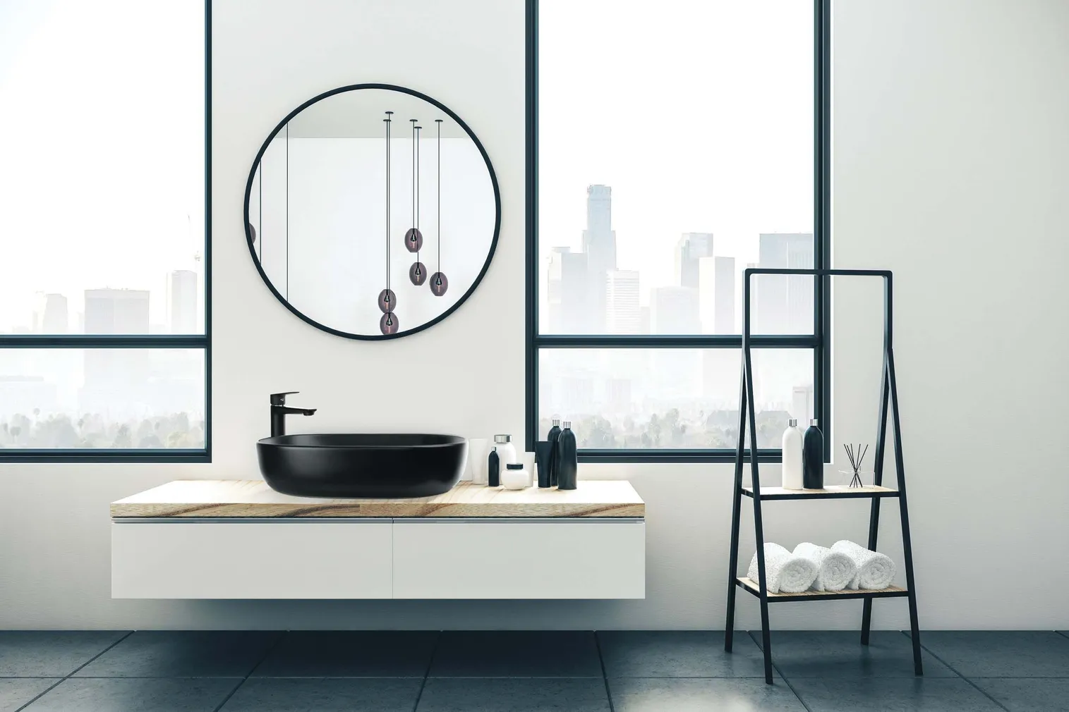 VALAMU INVENA KORFU 60X42CM PINNAPEALNE OVAALNE MUST MATT