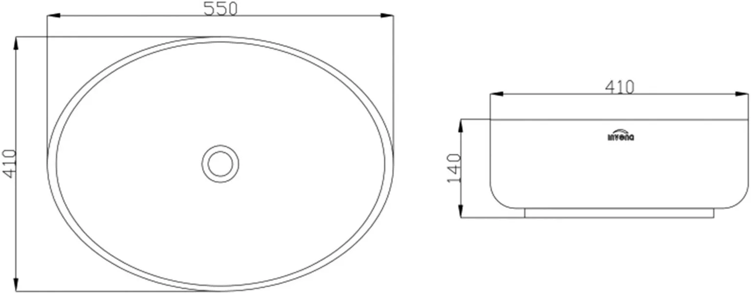 VALAMU INVENA ASTRI 55X41CM PINNAPEALNE OVAALNE VALGE