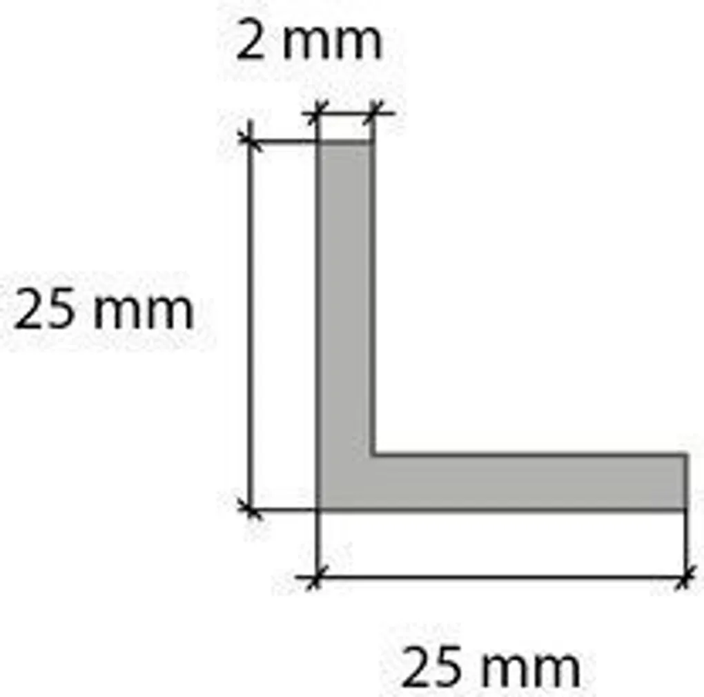 ALUMIINIUM L-PROFIIL CEZAR 25X25X2X1000MM 
