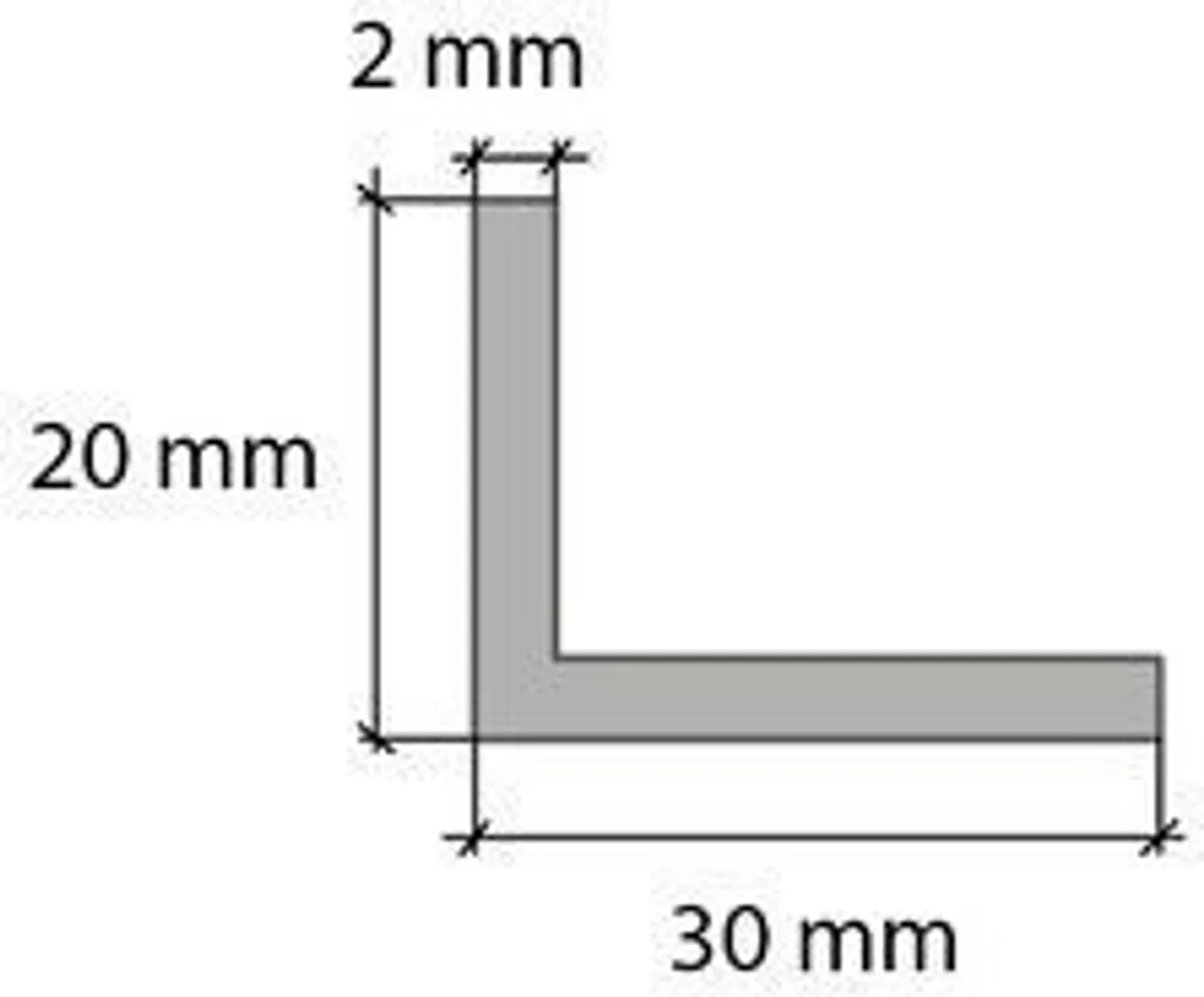 ALUMIINIUM L-PROFIIL CEZAR 30X20X2X1000MM ANOD.HÕBEDANE