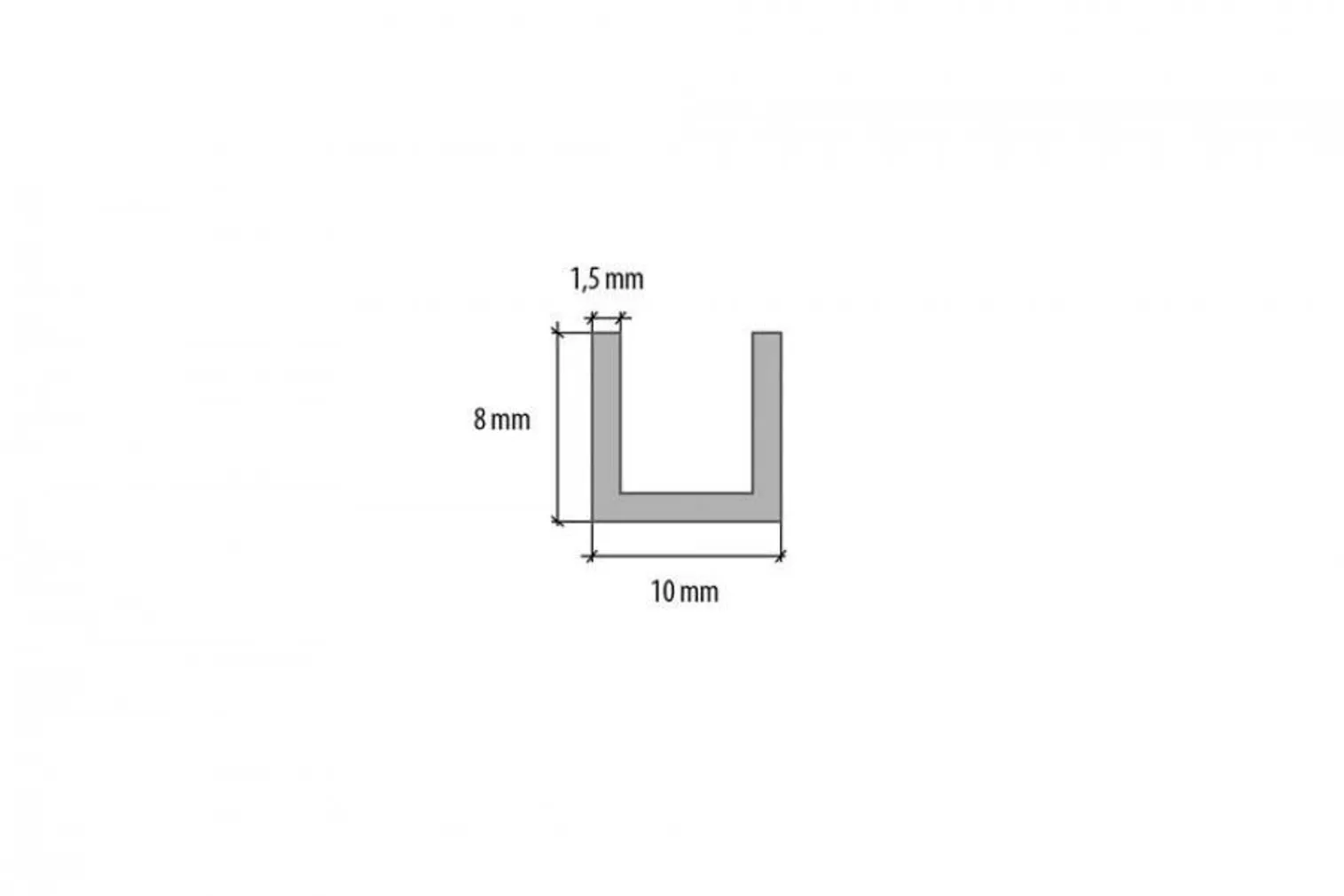 ALUMIINIUM U-PROFIIL CEZAR 10X8X1,5X2000MM 