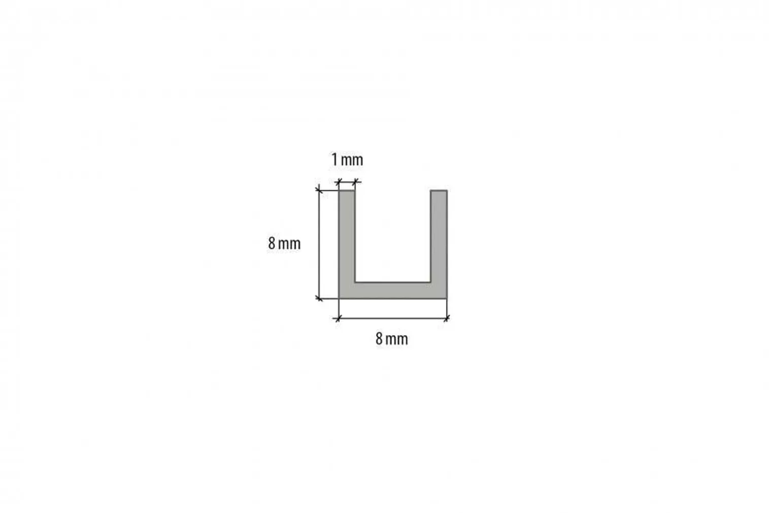 ALUMIINIUM U-PROFIIL CEZAR 8X8X1X2000MM ANOD.HÕBEDANE