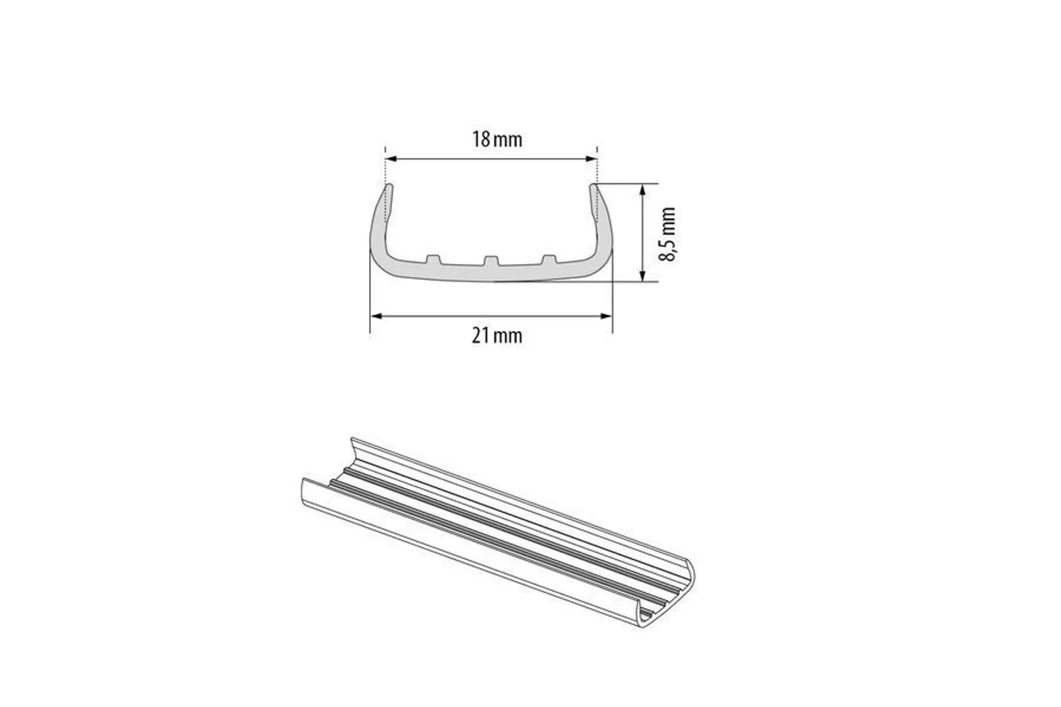 PVC U-PROFIIL CEZAR 18X2600MM VALGE RAL9003 