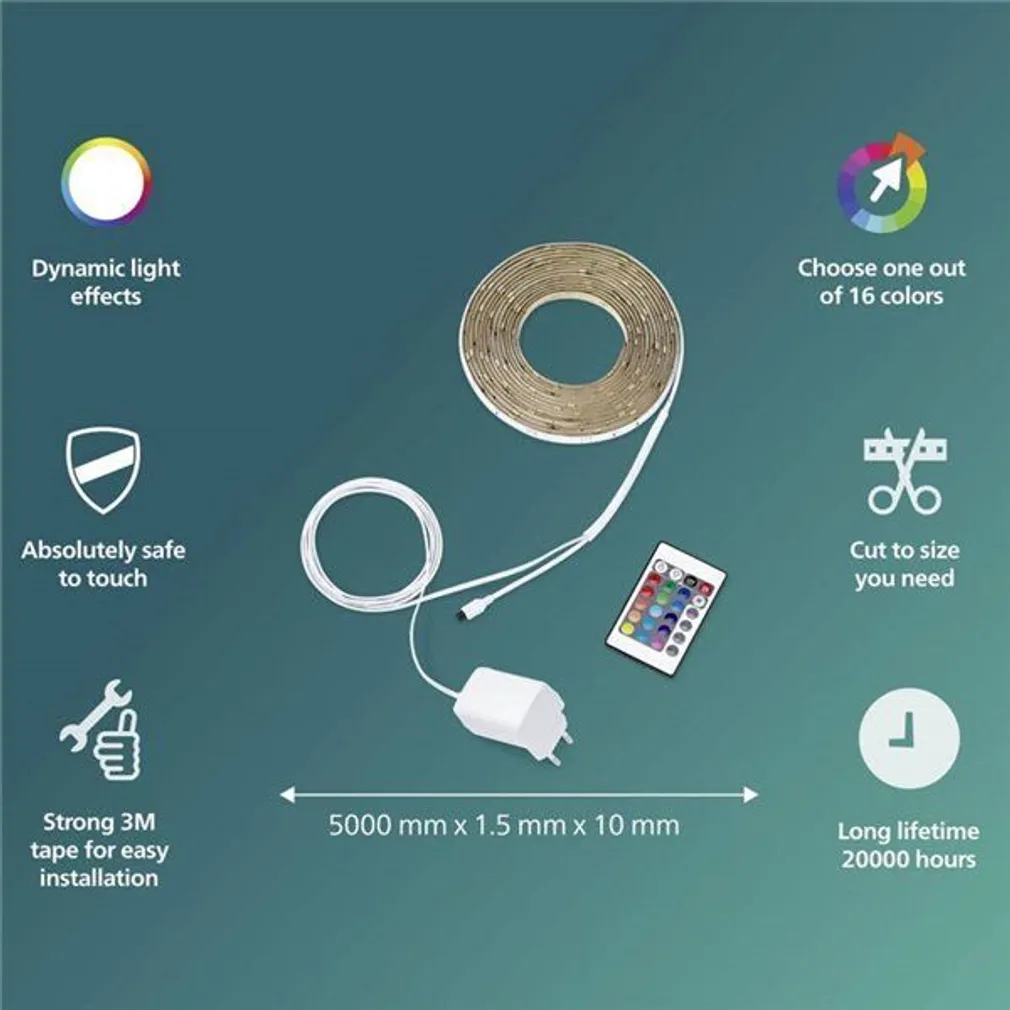 RIBAVALGUSTI KOMPLEKT PHILIPS 5M RGB 12W IP20