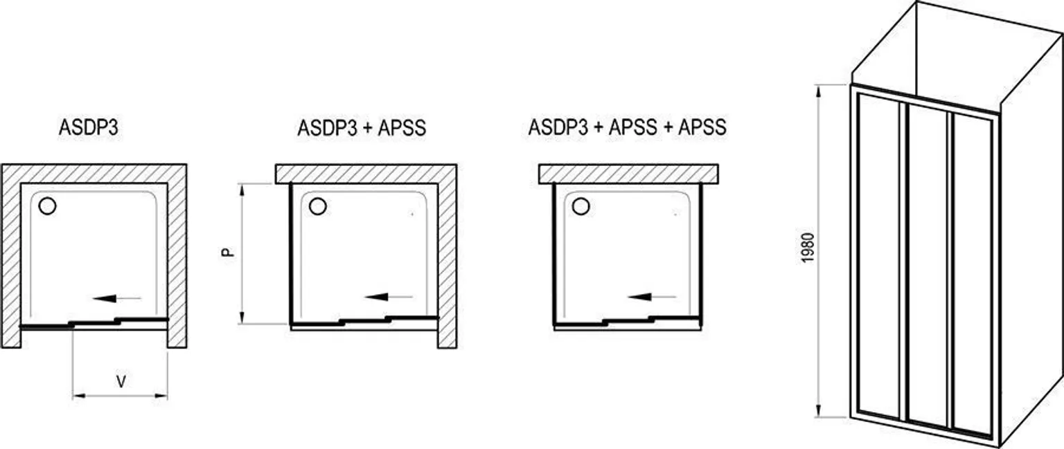 DUŠIUKS RAVAK SUPERNOVA ASDP3-110, 110X198CM, PEARL KLAAS