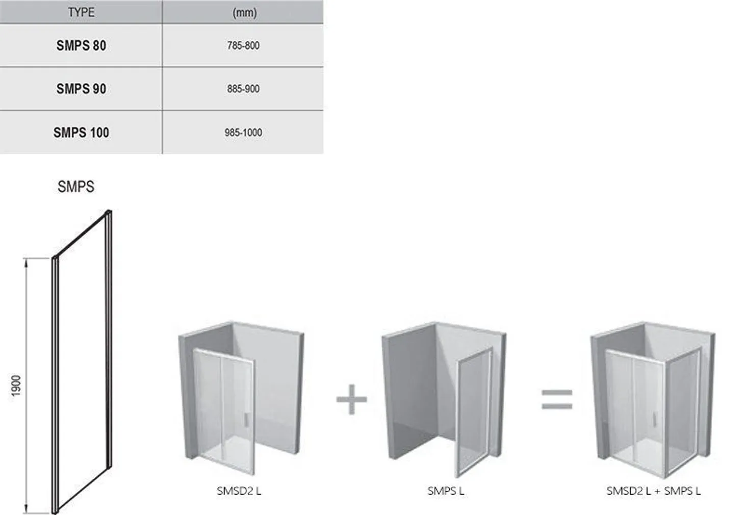 DUŠISEIN RAVAK SMARTLINE SMPS-100, PAREM, 100X190CM