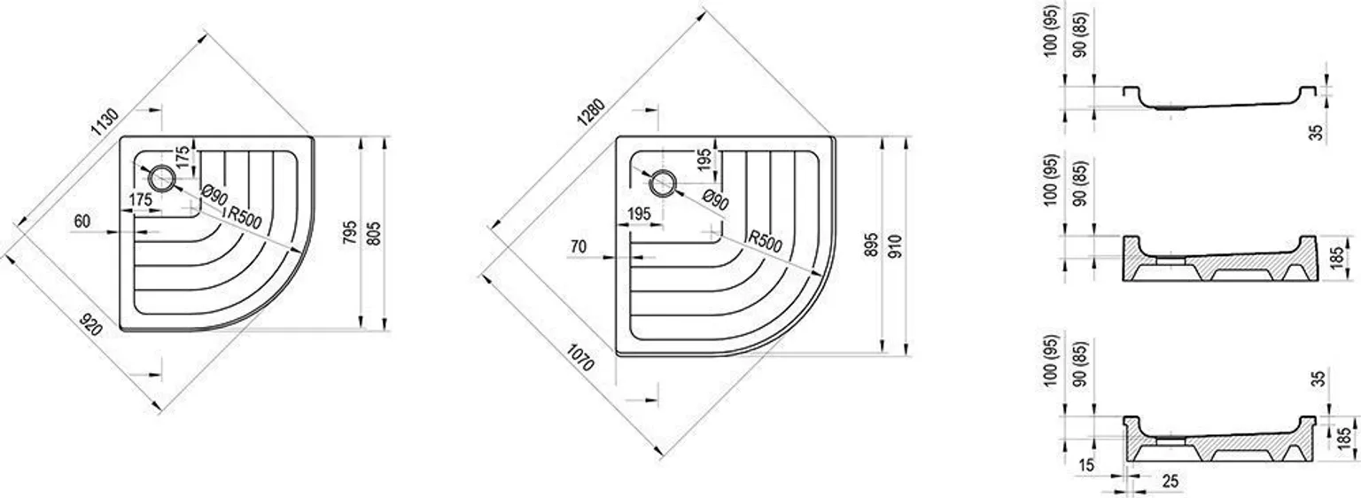 DUŠIALUS RAVAK RONDA PU, 90X90CM
