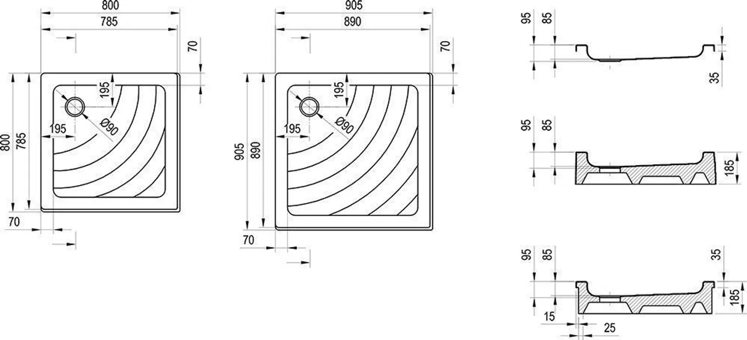 DUŠIALUS RAVAK ANGELA PU, 90X90CM