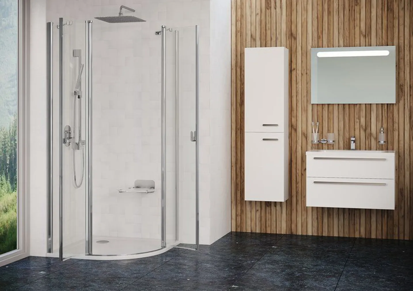 DUŠINURK RAVAK CHROME CSKK4-90, 90X195CM ALUMIINIUM, ALUSETA