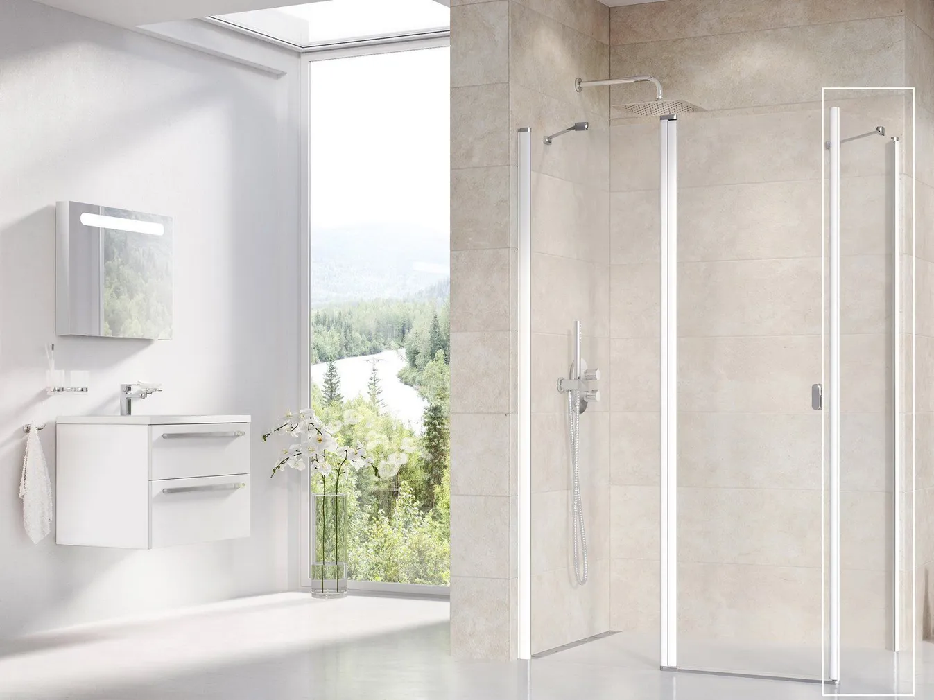 DUŠISEIN RAVAK CPS-90, 90X195CM VALGE, LÄBIPAISTEV KLAAS