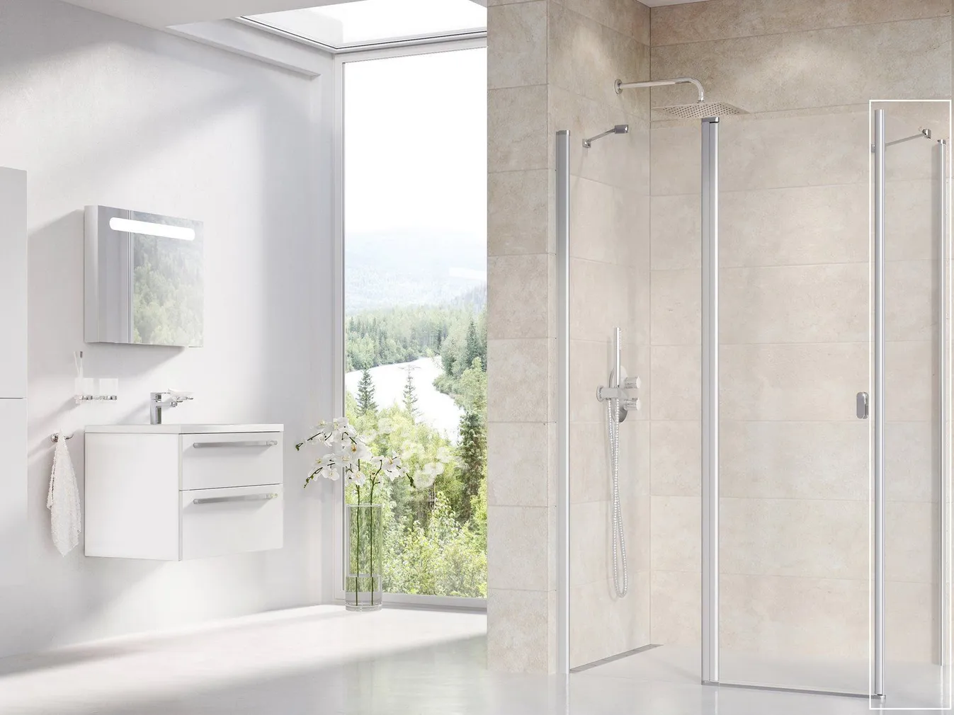 DUŠISEIN RAVAK CPS-90, 90X195CM, SATIIN, LÄBIPAISTEV KLAAS