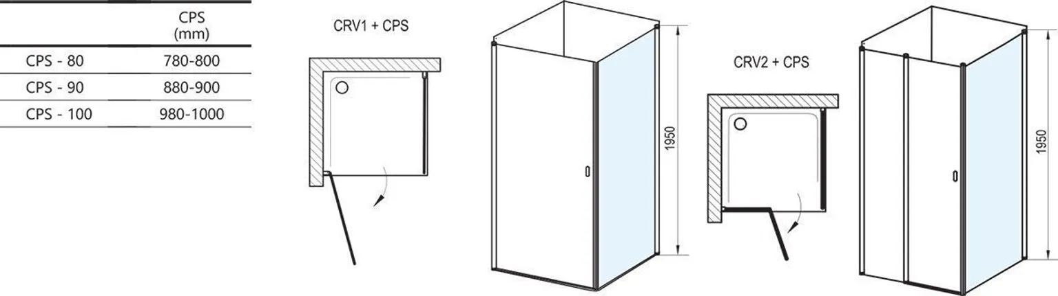 DUŠISEIN RAVAK CPS-90, 90X195CM, ALUMIINIUM, LÄBIPAISTEV KLAAS