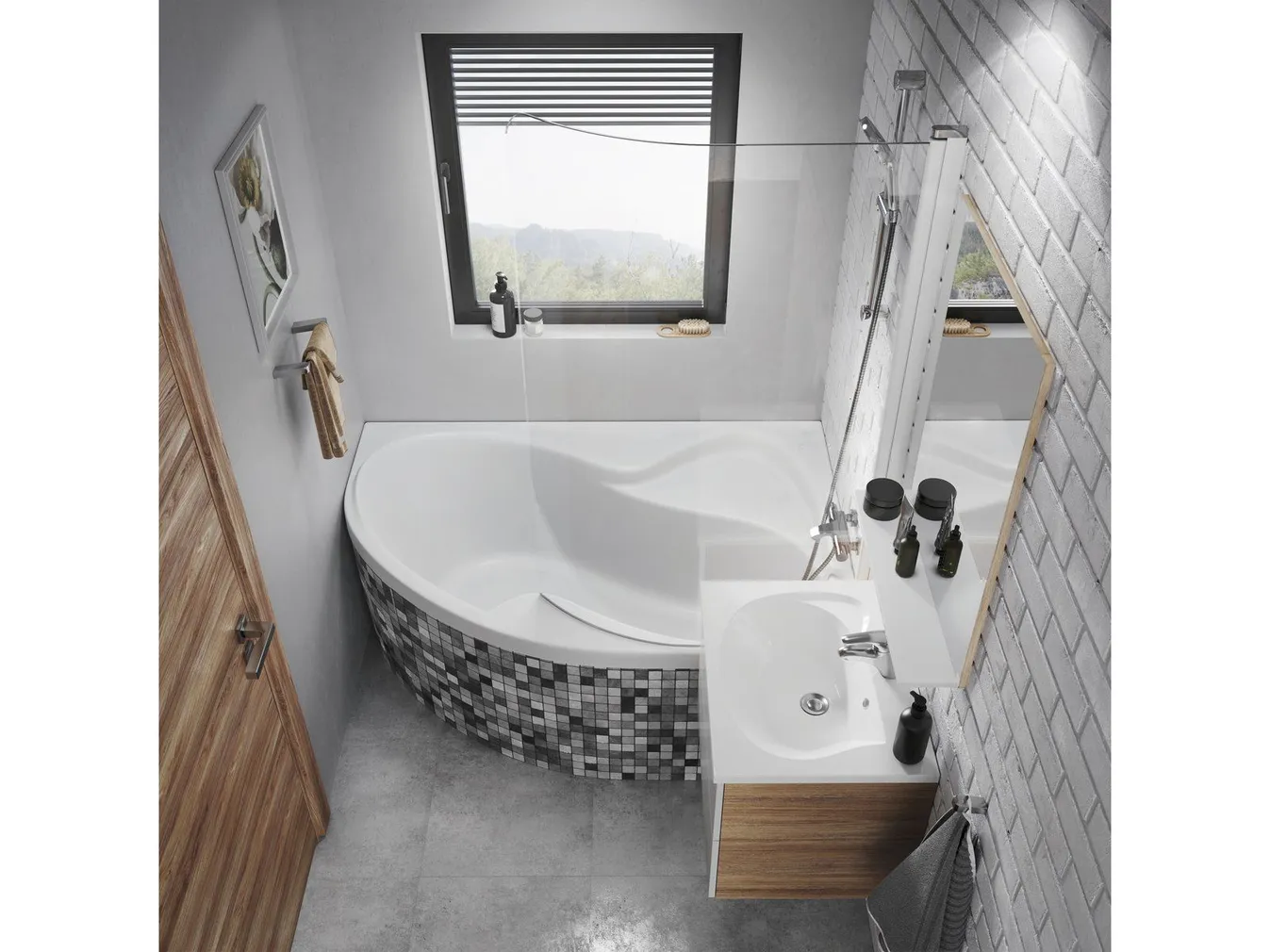 VANNISEIN RAVAK CVSK1 ROSA 140/150 R, 85X150CM, VALGE