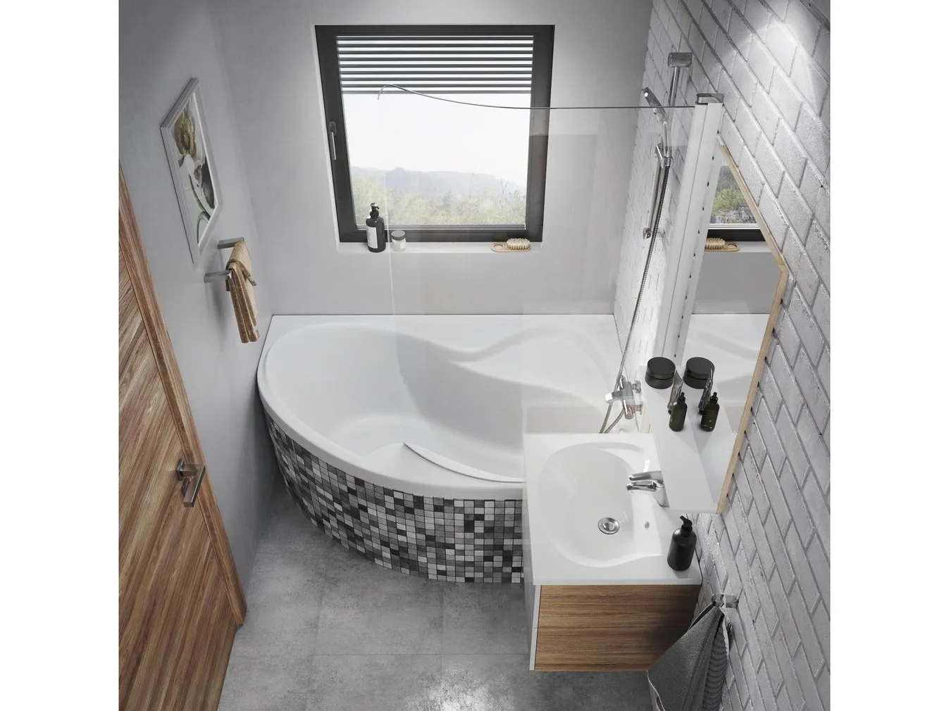 VANNISEIN RAVAK CVSK1 ROSA 160/170 R, 100X150CM, ALUMIINIUM