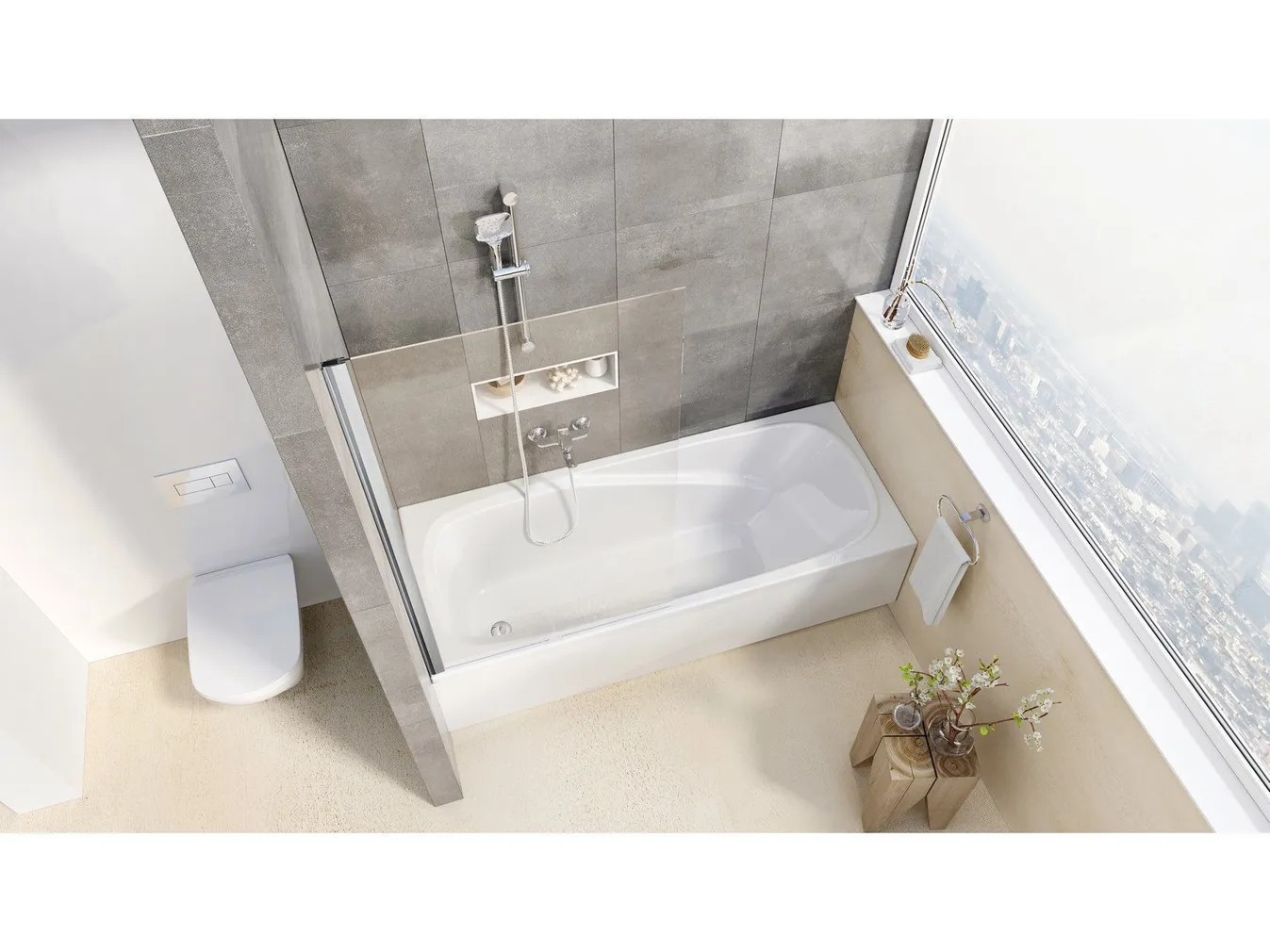 VANNISEIN RAVAK PVS1 80X140CM, LÄBIPAISTEV