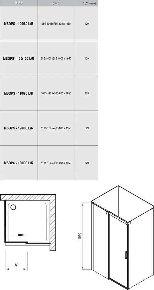 DUŠINURK RAVAK MATRIX MSDPS-110/80, 110X80X195CM PAREM, SATIIN