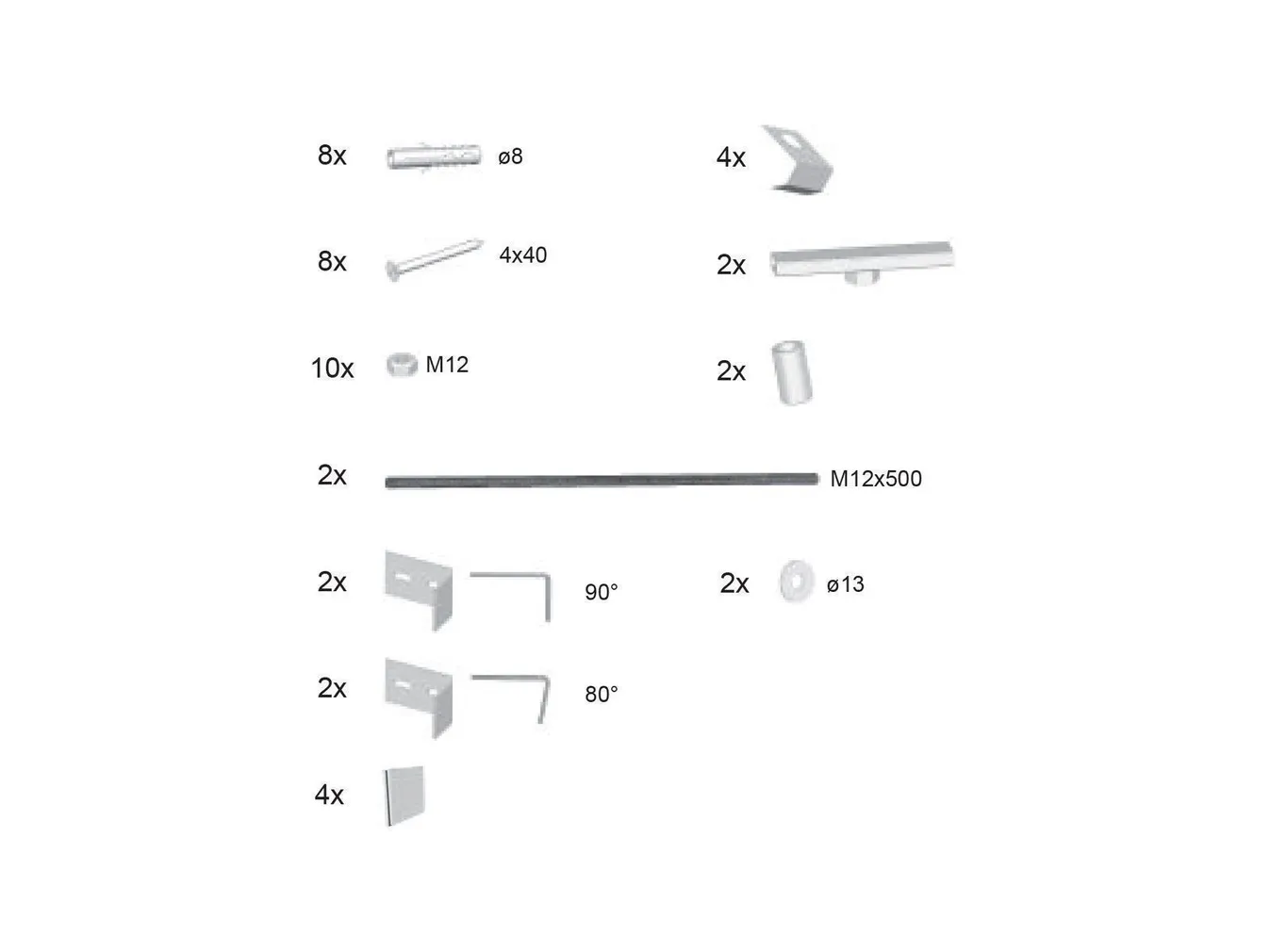 ESIPANEELI PAIGALDAMISE KOMPLEKT RAVAK 10°, BEHAPPY II, CHROME