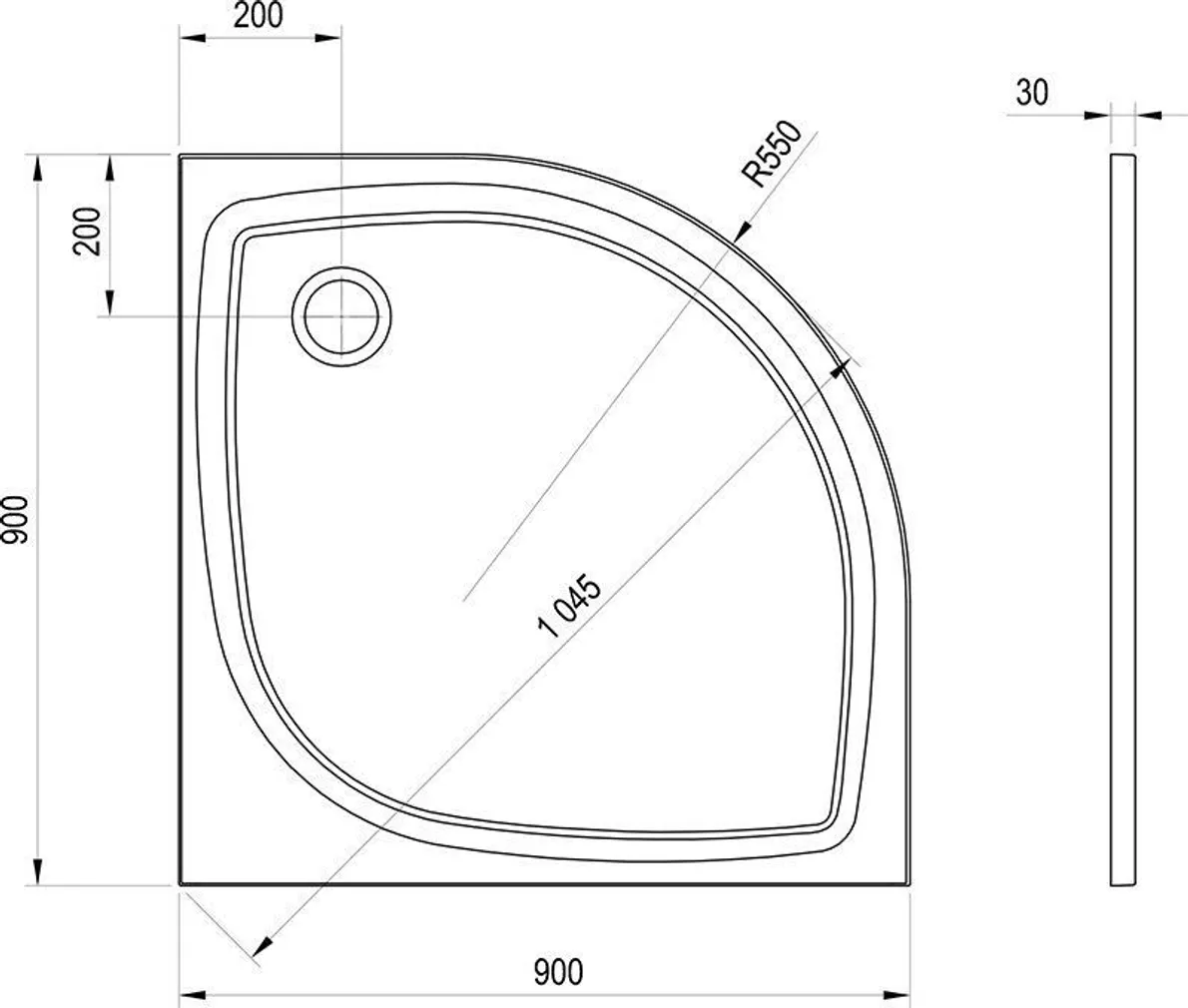DUŠIALUS RAVAK ELIPSO PRO-90 FLAT R550