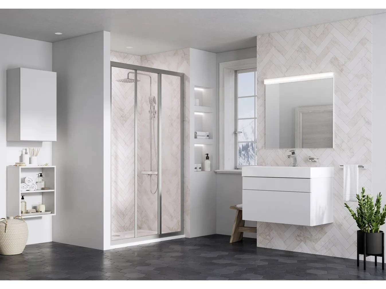 DUŠIUKS RAVAK SUPERNOVA ASDP3-120, 120X198CM, LÄBIPAISTEV KLAAS