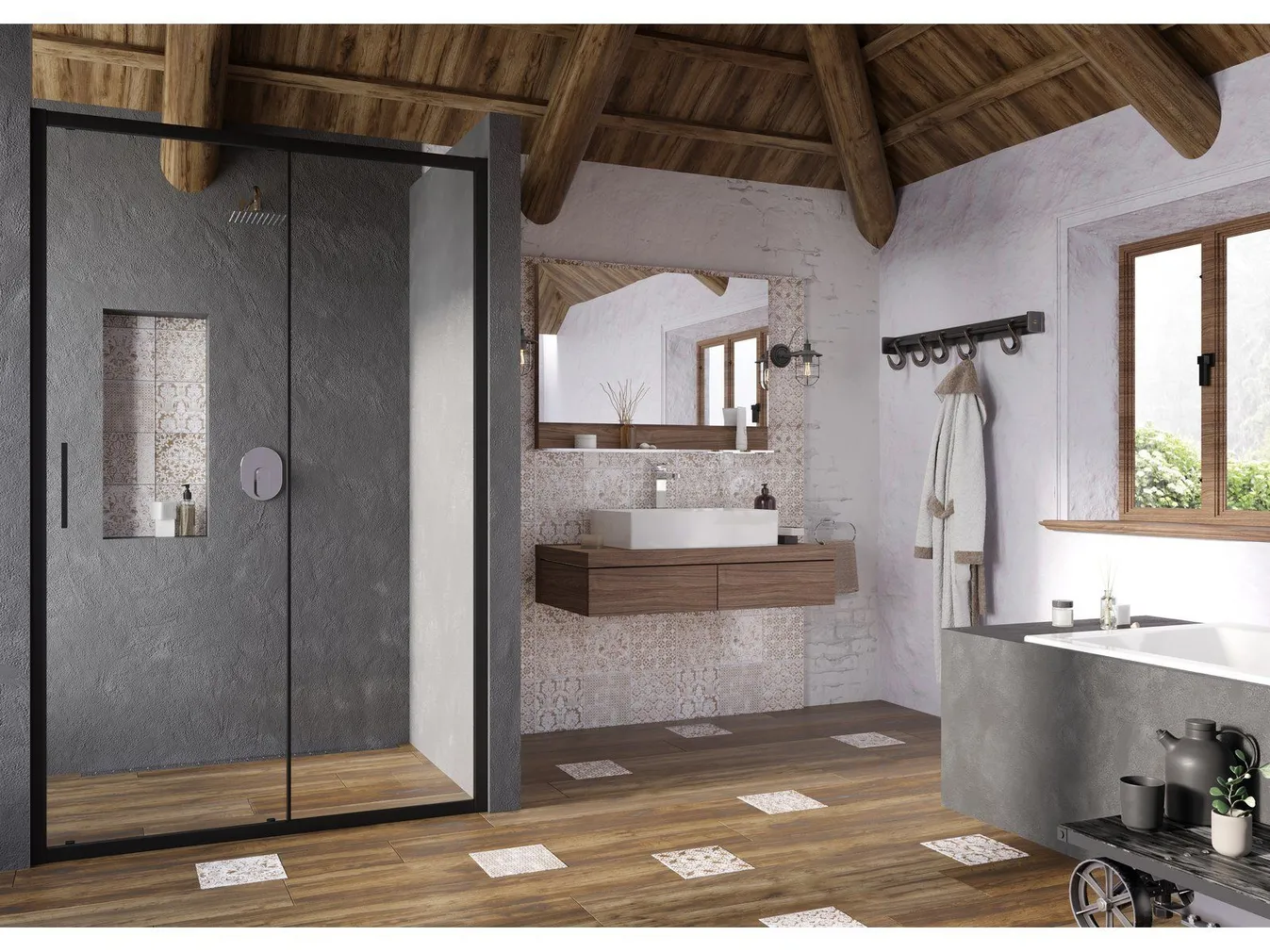 DUŠIUKS RAVAK BLIX SLIM BLSDP2-110, 120X195CM MUST