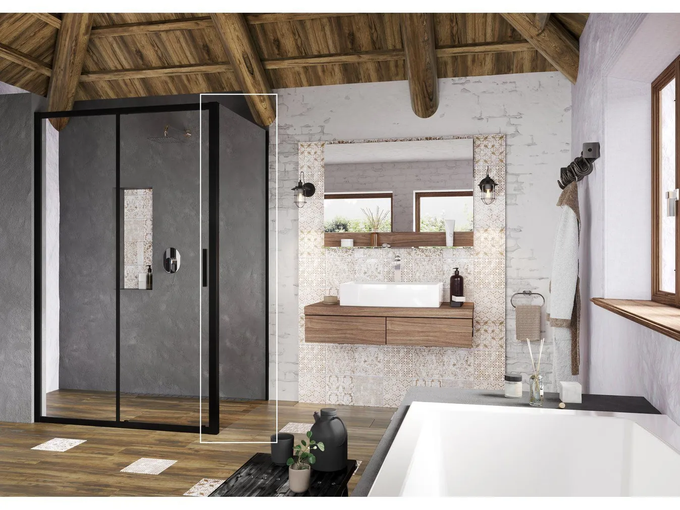 DUŠISEIN RAVAK BLIX SLIM BLSPS-80, 80X195CM MUST