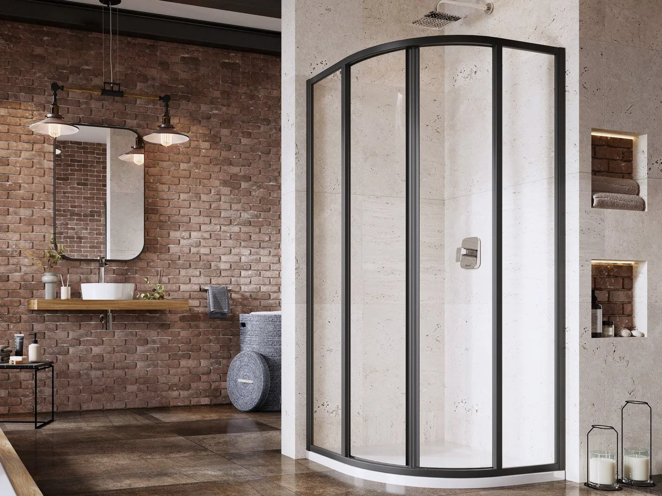 DUŠINURK RAVAK SKCP4-90, 90X195CM MUST, LÄBIPAISTEV KLAAS