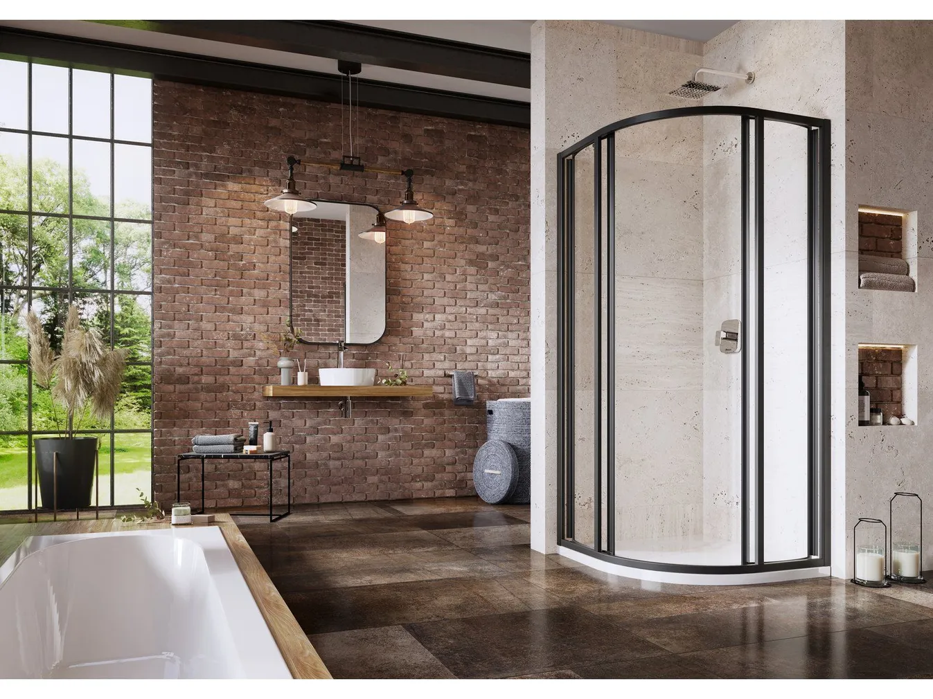 DUŠINURK RAVAK SKCP4-90, 90X195CM MUST, LÄBIPAISTEV KLAAS