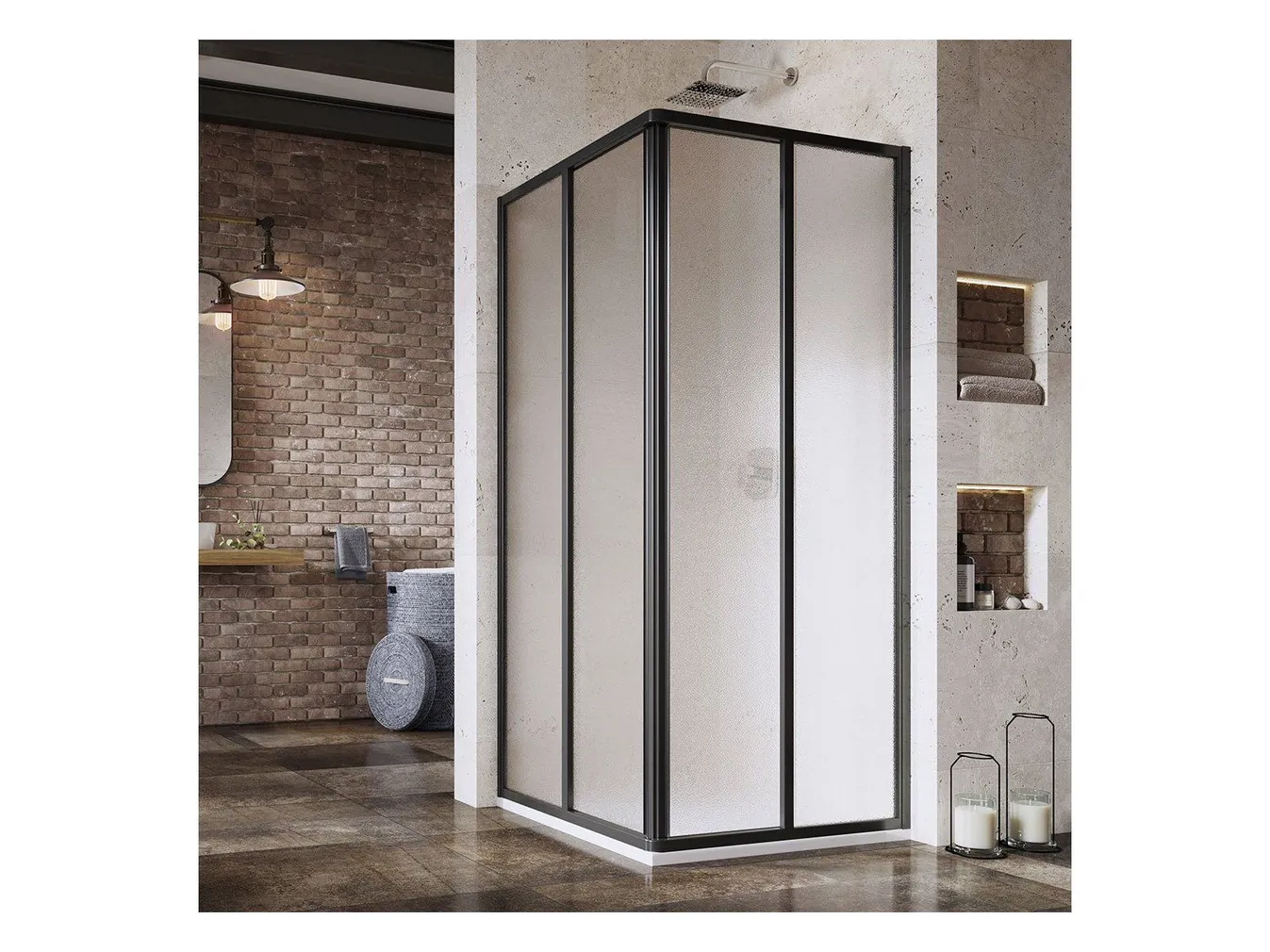 DUŠINURK RAVAK SRV2-80, 80X195CM S MUST, MATISTATUD KLAAS