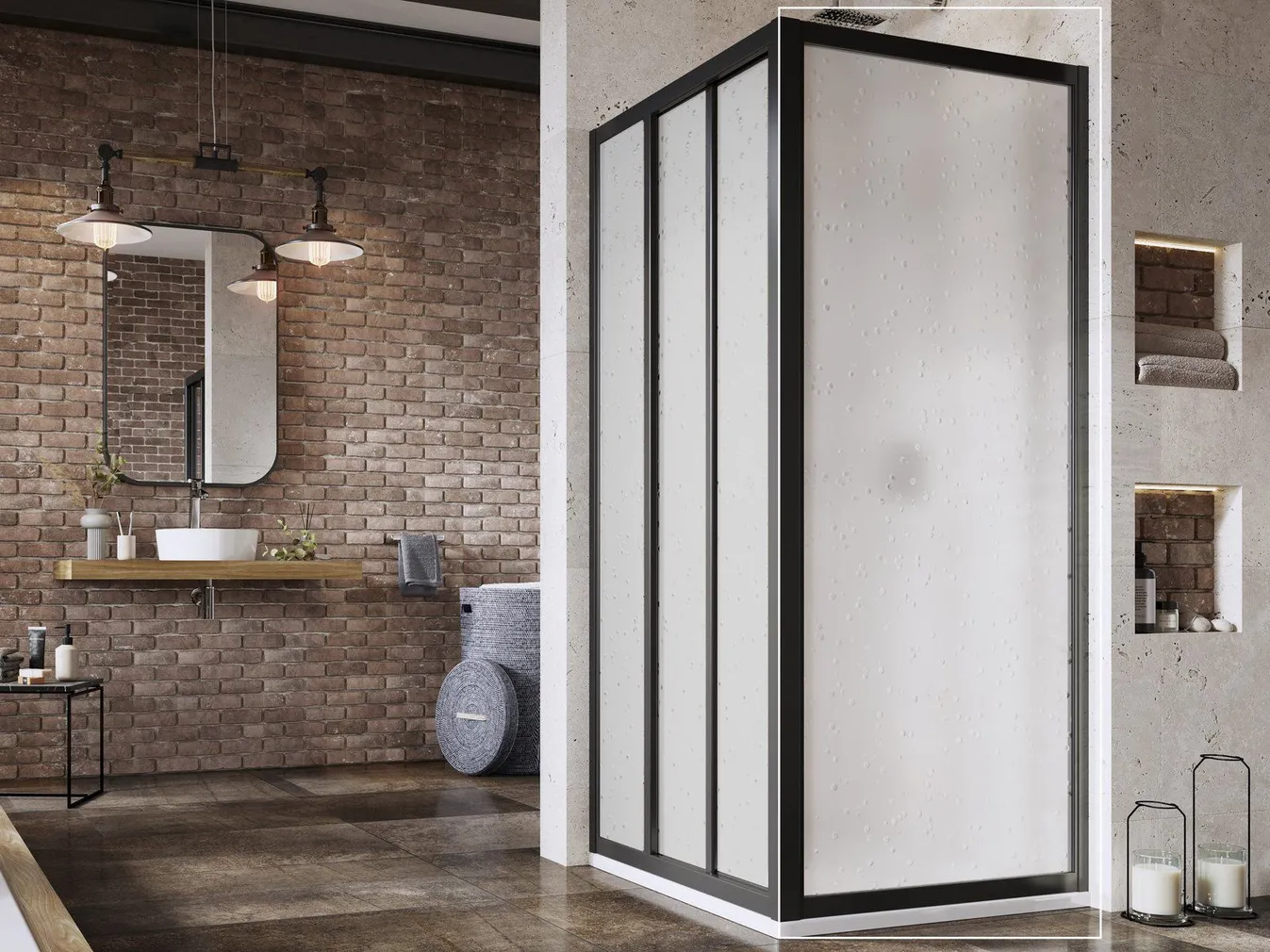 DUŠISEIN RAVAK SUPERNOVA APSS-80, 80X198CM MUST, PEARL KLAAS