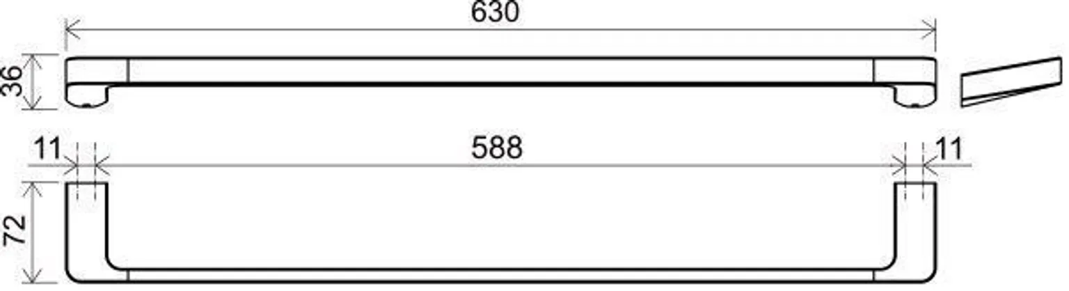 KÄTERÄTIHOIDJA RAVAK 10° 63CM, MUST