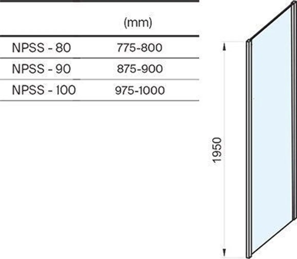 DUŠISEIN RAVAK NPSS-100 ALUMIINIUM, 100X195CM