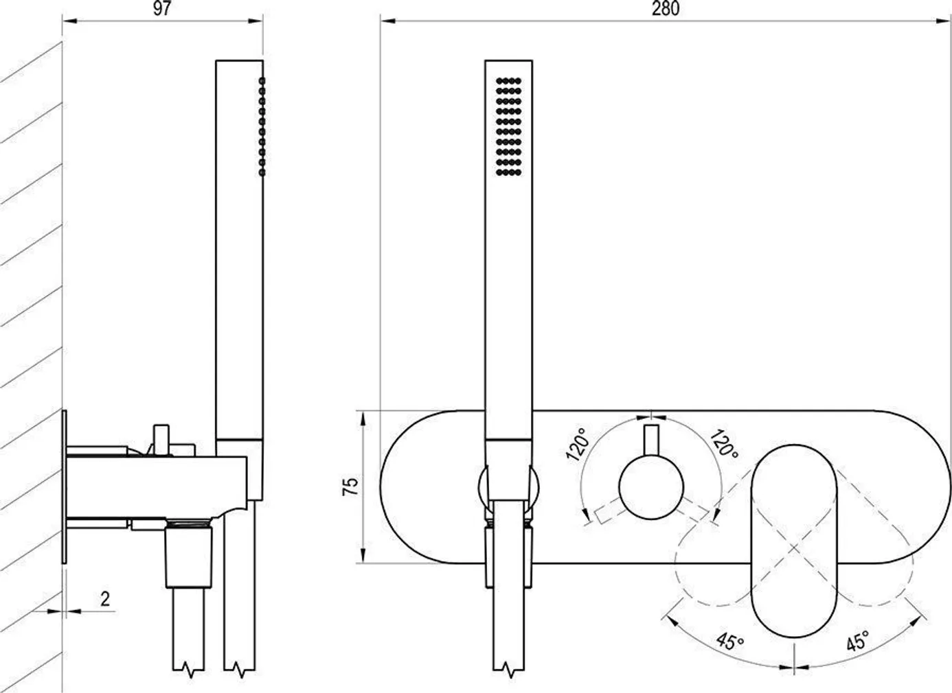 DUŠISEGISTI RAVAK ESPIRIT ELEGANTA MUST MATT, PEIDETUD