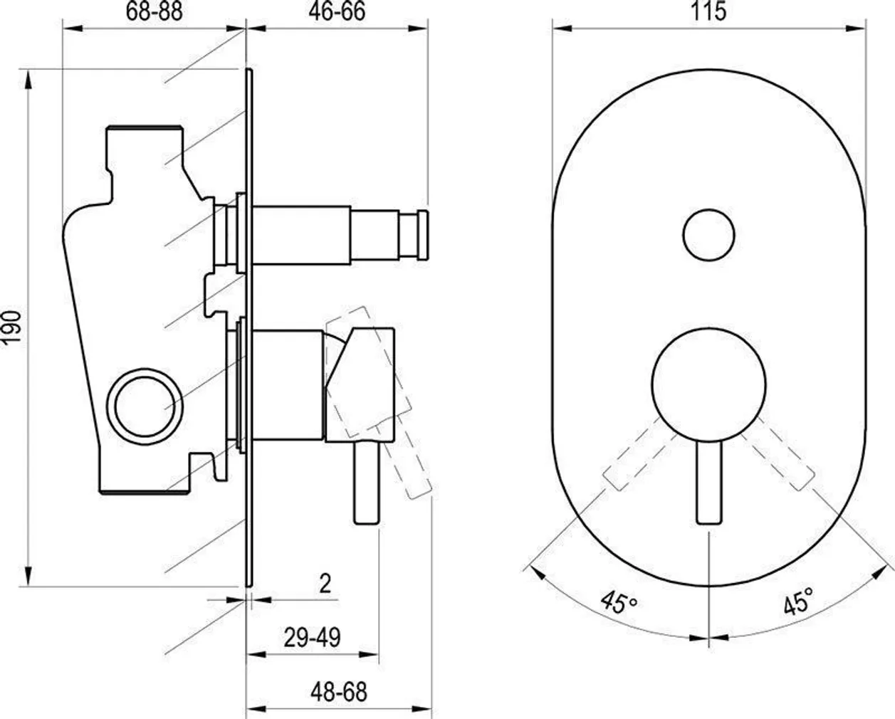 DUŠISEGISTI RAVAK ESPIRIT ES 061.60RGB.O2 ROOSA KULD, PEIDETUD