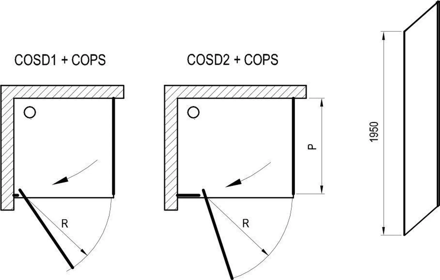 DUŠISEIN RAVAK COOL! COPS-100, 100X195CM MUST