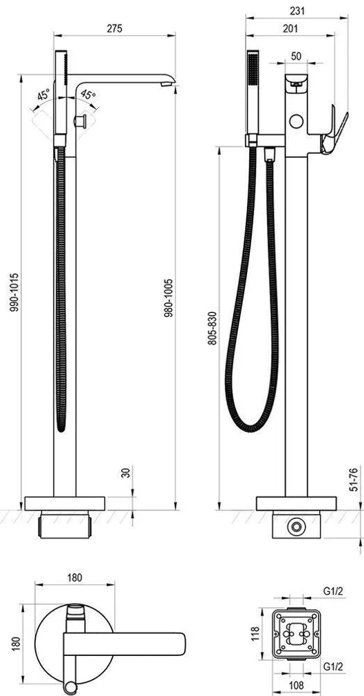 VANNISEGISTI RAVAK FLAT FL 080.20BL.RB07A MUST